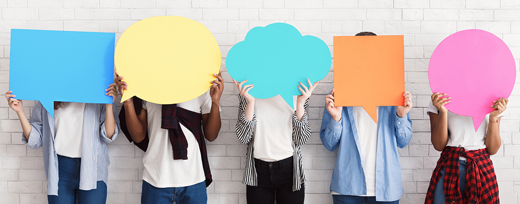 People Holding Speech Bubbles