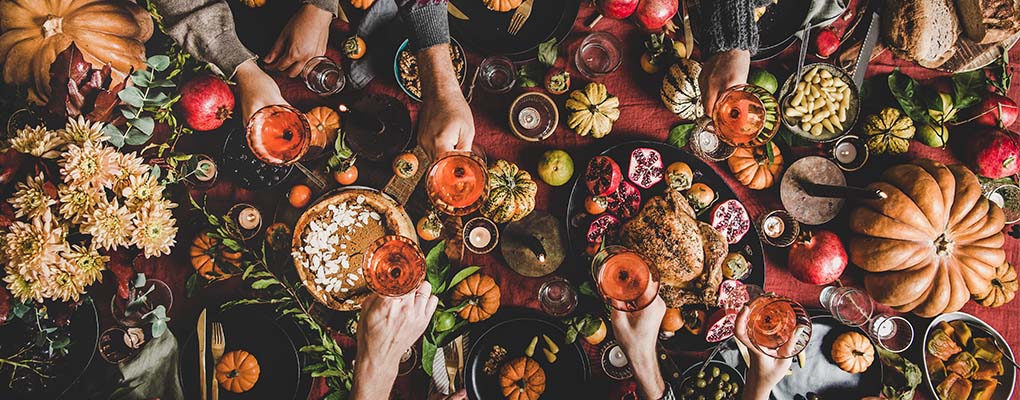 Friends gathered around food