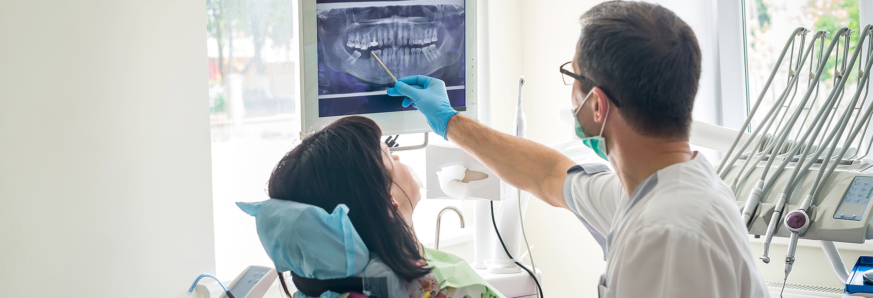 Women being shown dental x-ray